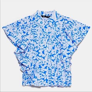 Zara ruffled flower top NWT printed top